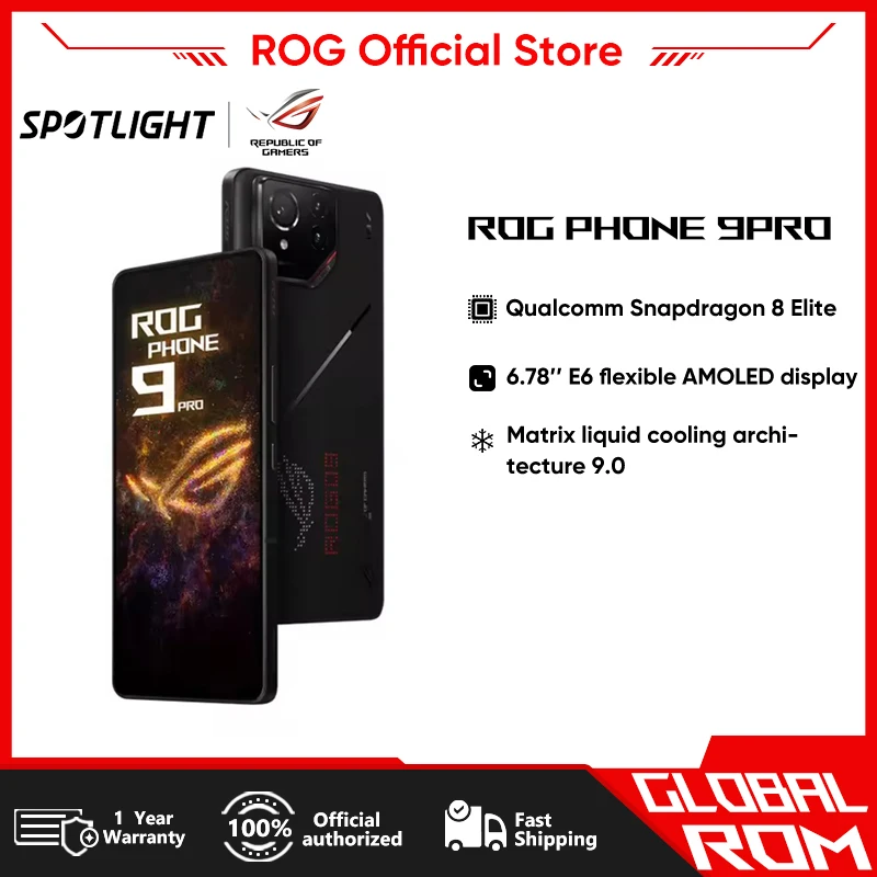 

World Premiere ASUS ROG Phone 9 Pro Smartphone Snapdragon 8 Elite 6.78‘’ 185Hz AMOLED Display 5800mAh NFC Mobile Phone