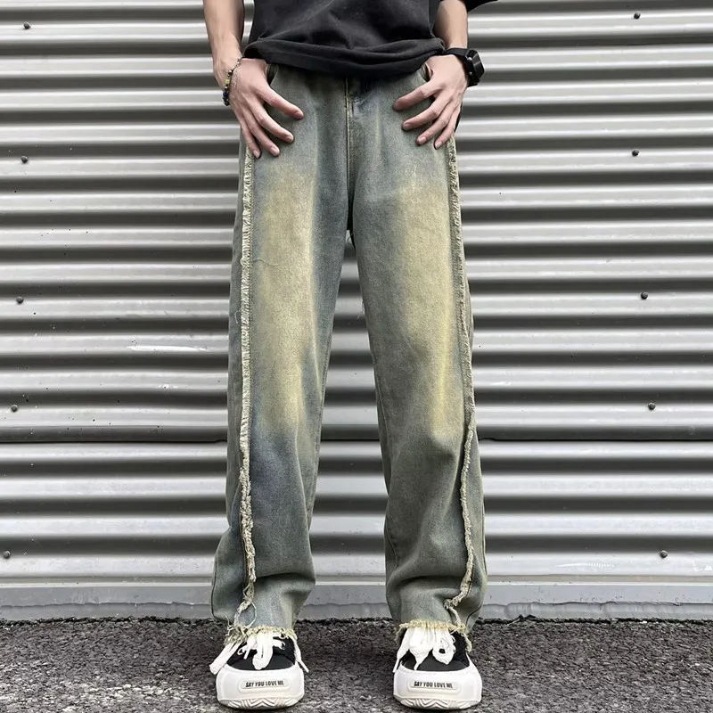 2023 New Fashion Old Y2K Streetwear Stacked Baggy Ripped Jeans Pants Men Clothing Straight Women Denim Trousers Pantaloni Uomo