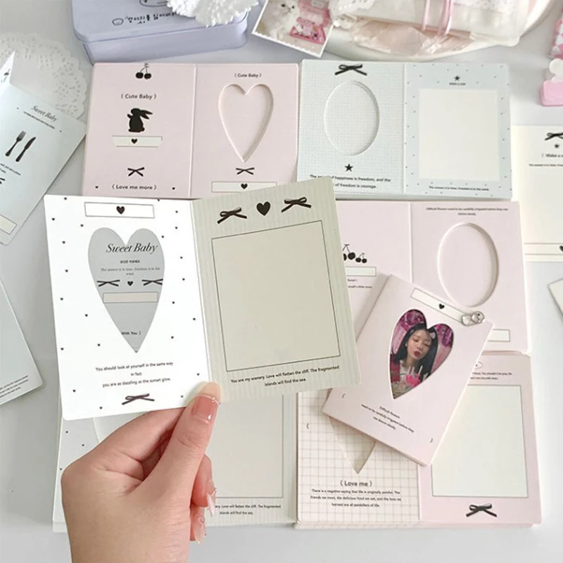 10pcs/pack Hollow Window Folding Back Card Kpop 3 Inch Photocard Holder DIY Small Card Decorative Packaging Material