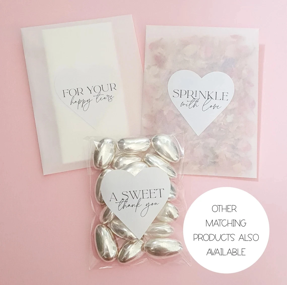 DIY Wedding Tissue Bags For Your Happy Tears - 100% Biodegradable Glassine Bags Heart Stickers Wedding Confetti, Petal Confe