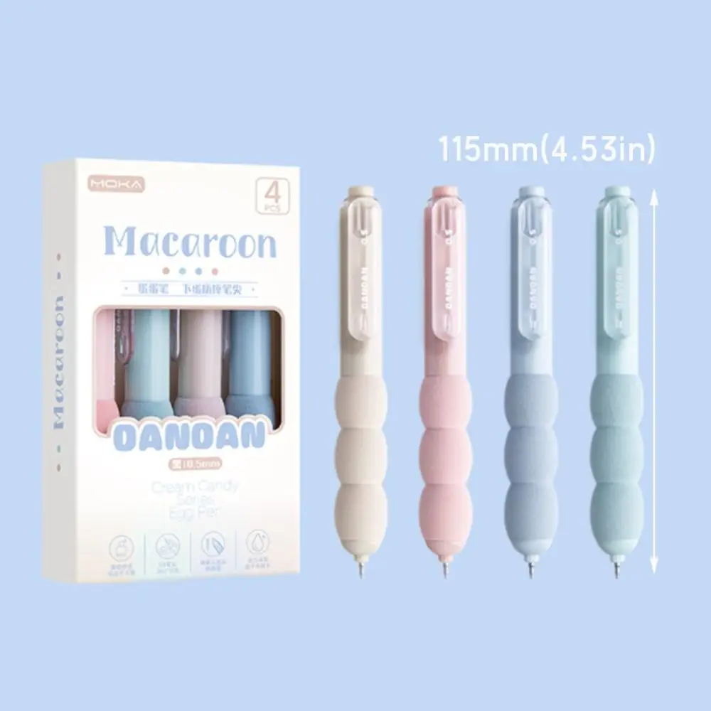 4PCS/Set Cartoon Soft Grip Pocket Pen ST Tip Press Type Neutral Pen Quick Drying 0.5mm Black Ink Office Signature Pen Students