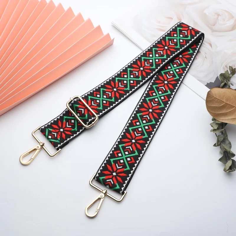 Adjustable Shoulder Bag Strap 5cm Widening Thickening Nylon Replacement Strap DIY Ethnic Style Jacquard Woven Crossbody Bag Belt