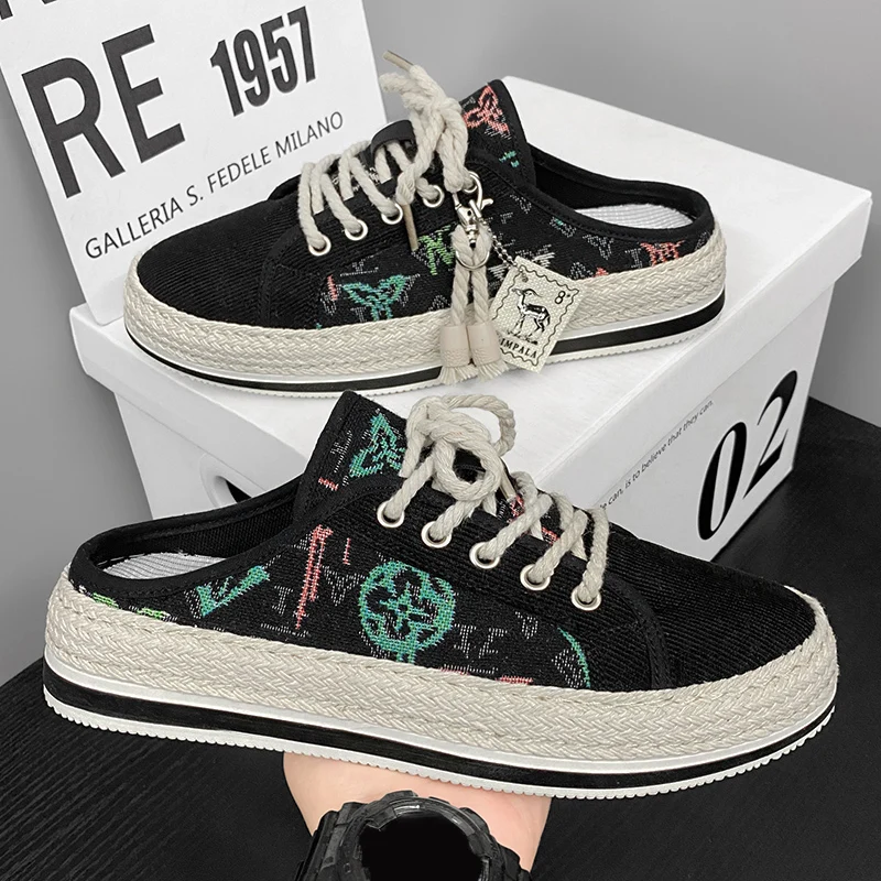 

Мужские дышащие повседневные повседневные мюли без каблука без шнуровки на мягкой подошве для вождения