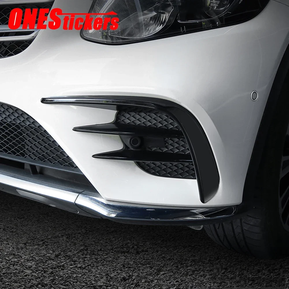 

For Mercedes Benz GLC Class X253 AMG GLC43 2015-2019 ABS Car Accessories Front Bumper Splitter Spoiler Fog Lamp Cover Trim Strip