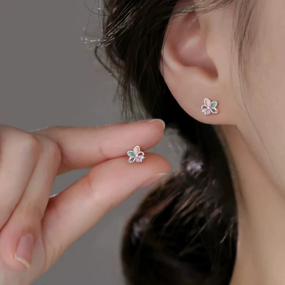 Uini Tail hot selling 925 pure silver needle three color flower earrings 2026 niche design new earrings exquisite trend sweet