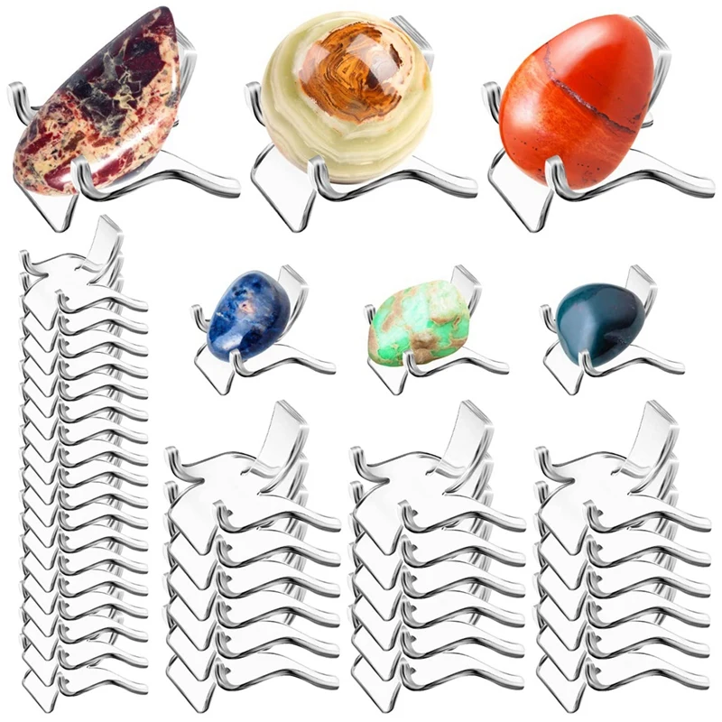 36 Pieces Acrylic Rock Display Stands Clear Plate Holder Easel Stands Pedestal For Displaying Rock Mineral Agate Coral