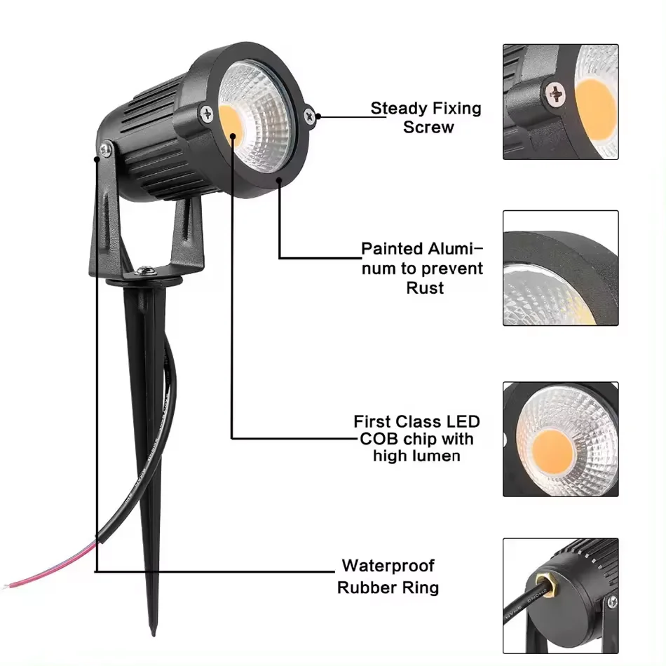 0.5-meter LED Garden Lawn Lamp Outdoor Waterprof IP65 Landscape Spike Bulb 5W 10W 15W COB Spotlights for Pathway 220V110V 12V24V