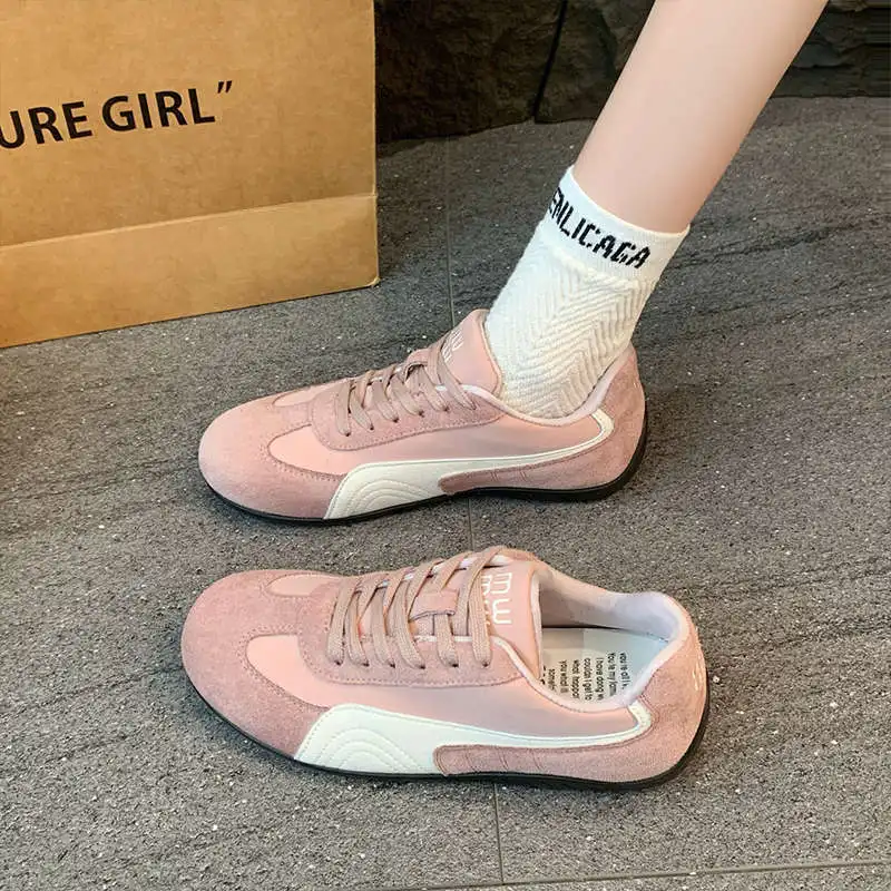 

Casual Sport Shoes Flat Bottom Women's All-Match Simple Design Breathable Comfortable Rubber Sole round Toe Color