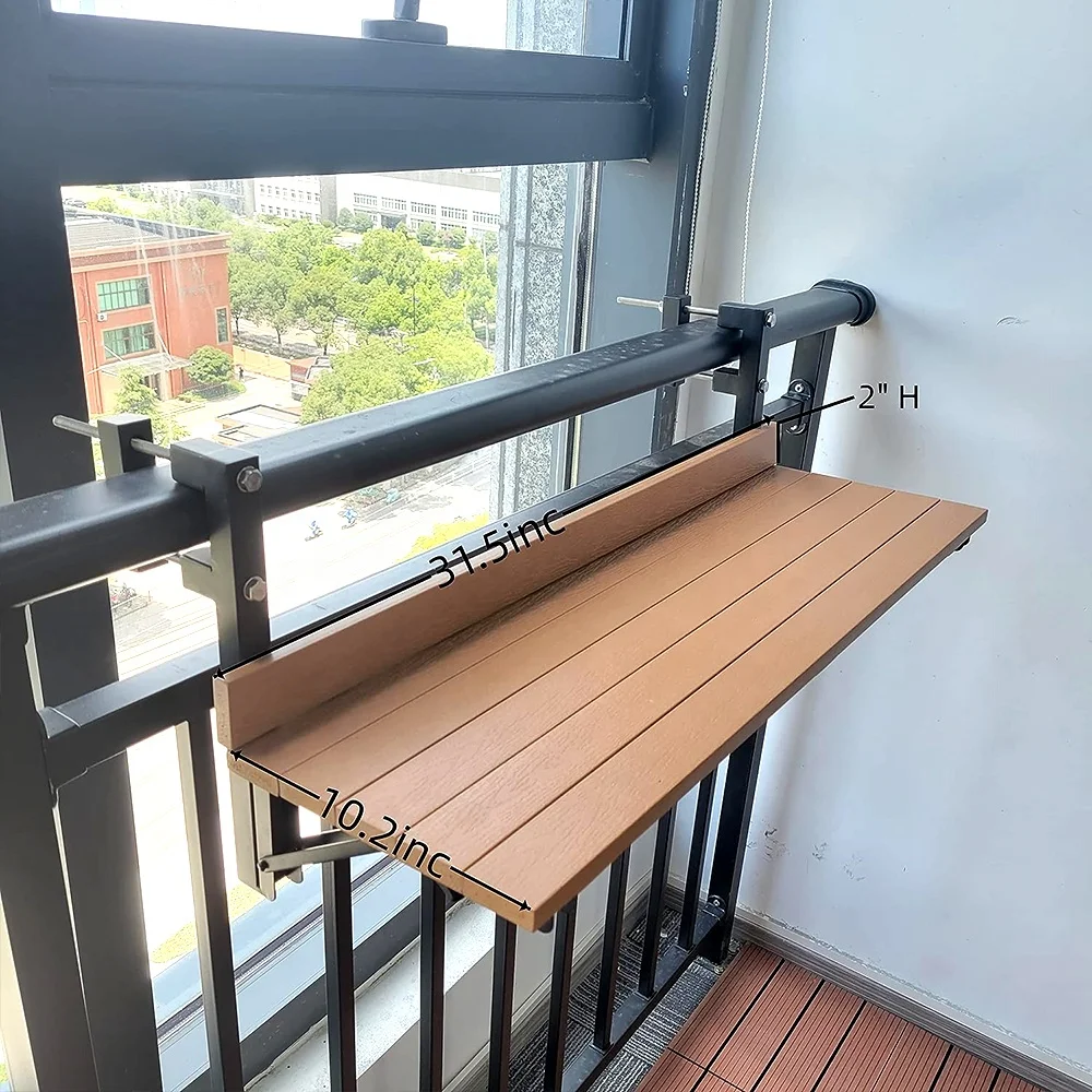 Foldable Table Outdoor Balcony Hanging Tables Multifunctional Railing Hanging Table
