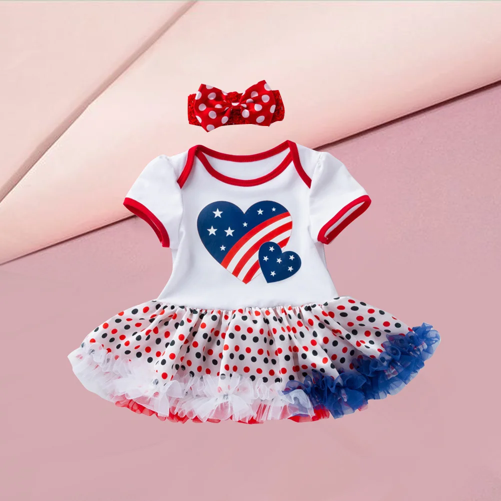 

Independence Day Girls Dress Heart Skirt 12-24 Month Chic Design Eye-Catching Tulle Skirt Cosplay Party