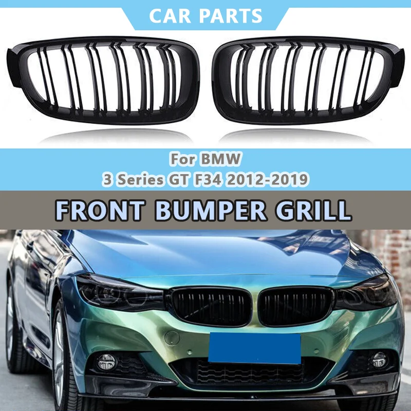 Car Styling Front Kidney Grille Dual Slat Grille For BMW 3 Series GT 3GT F34 2012-2019 320i 328i 335i XDrive High ABS Grill