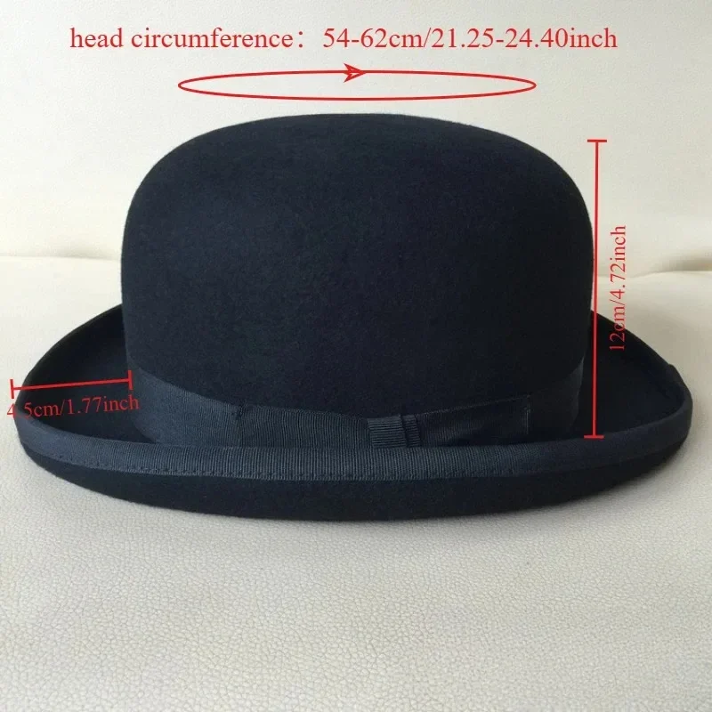 100%ウール製ボウラーハット メンズ 大きめサイズ62cm - Women'S Victorian Era Accessories のレビューと価格