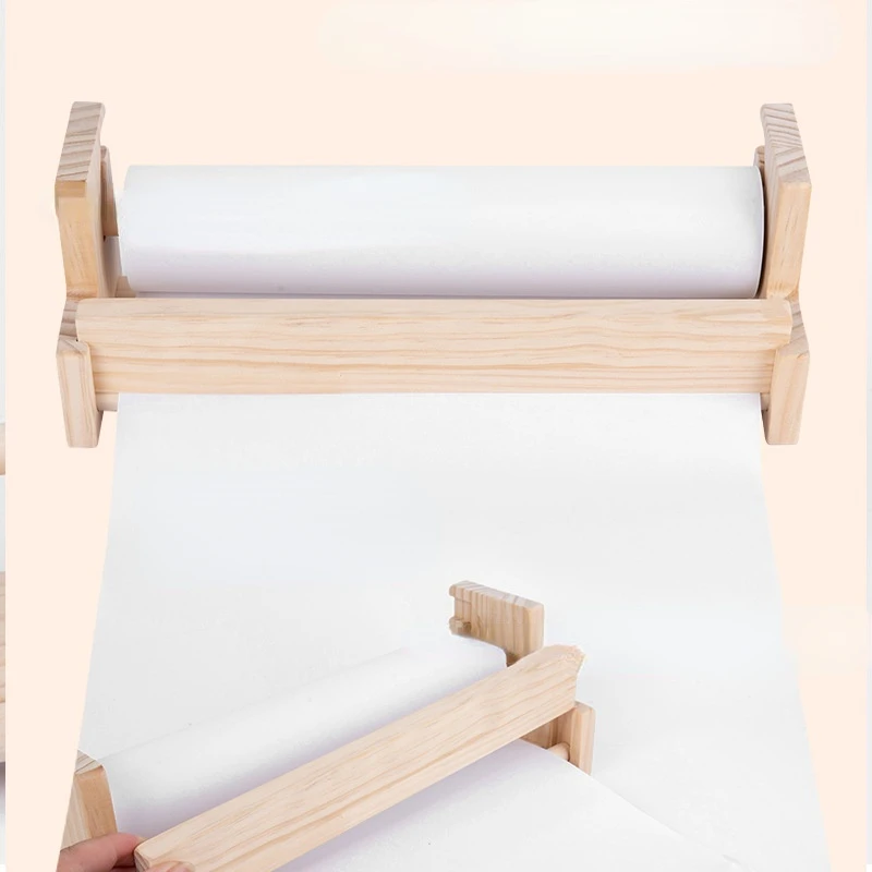 Wooden Scroll Paper Easel Children's Painting Graffiti Blank Scroll Desktop Drawing Sketch Paper Freely Cut Art Supplies