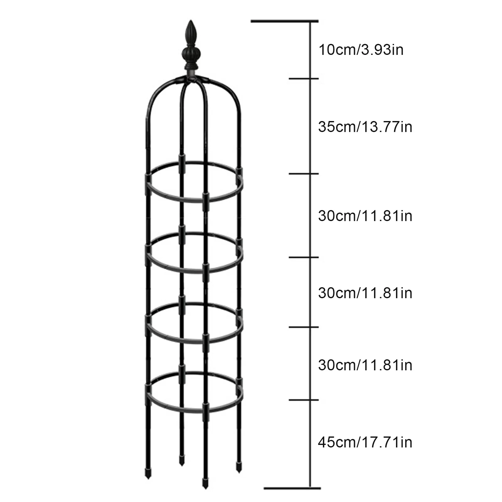 1PC Metal Garden Obelisk Climbing Plant Flowers Steel Frame Trellis Vines Floral Decor Yard Round Weather-Proof Metal Brand