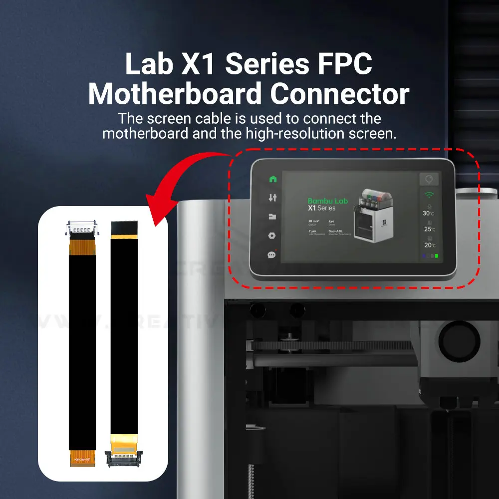 ل Bambu Lab X1 X1C FPC كابل توصيل اللوحة الأم إلى شاشة عرض 33*265 مللي متر X1 سلسلة ترقية موصل أجزاء طابعة ثلاثية الأبعاد #4