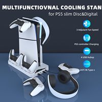 For PS5 Slim Cooling Stand with RGB Light Fan For PS5 Console Disc&Digital Editions PS5 Controller Dual Controller Charging Dock