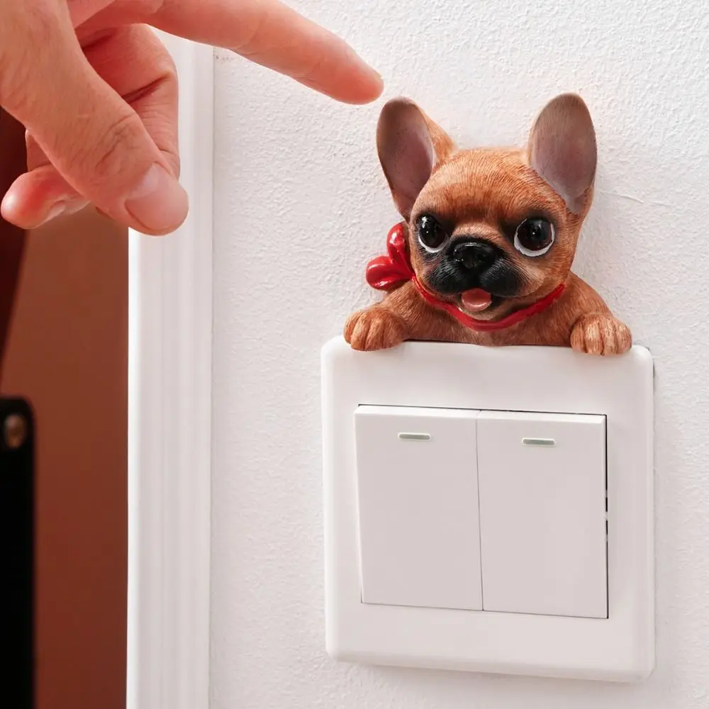 Wall Decoration Self-Adhesive 3D Dog Wall Decals Resin Cute Socket Sticker Funny Decorations Switch Accessories Bedroom