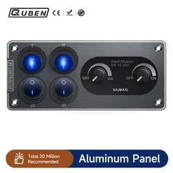 Geçiş anahtarı çok fonksiyonlu alüminyum Panel LED Dimmer anahtarı 12V 24V RV yat için araba tekne kamyon araçlar Van hafif güç