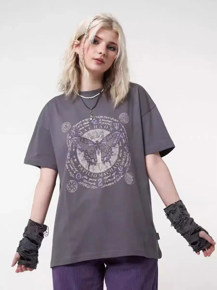 Camiseta de manga corta para mujer, ropa de gran tamaño, suelta, estilo Hip hop, Minga London, Y2K, 2024