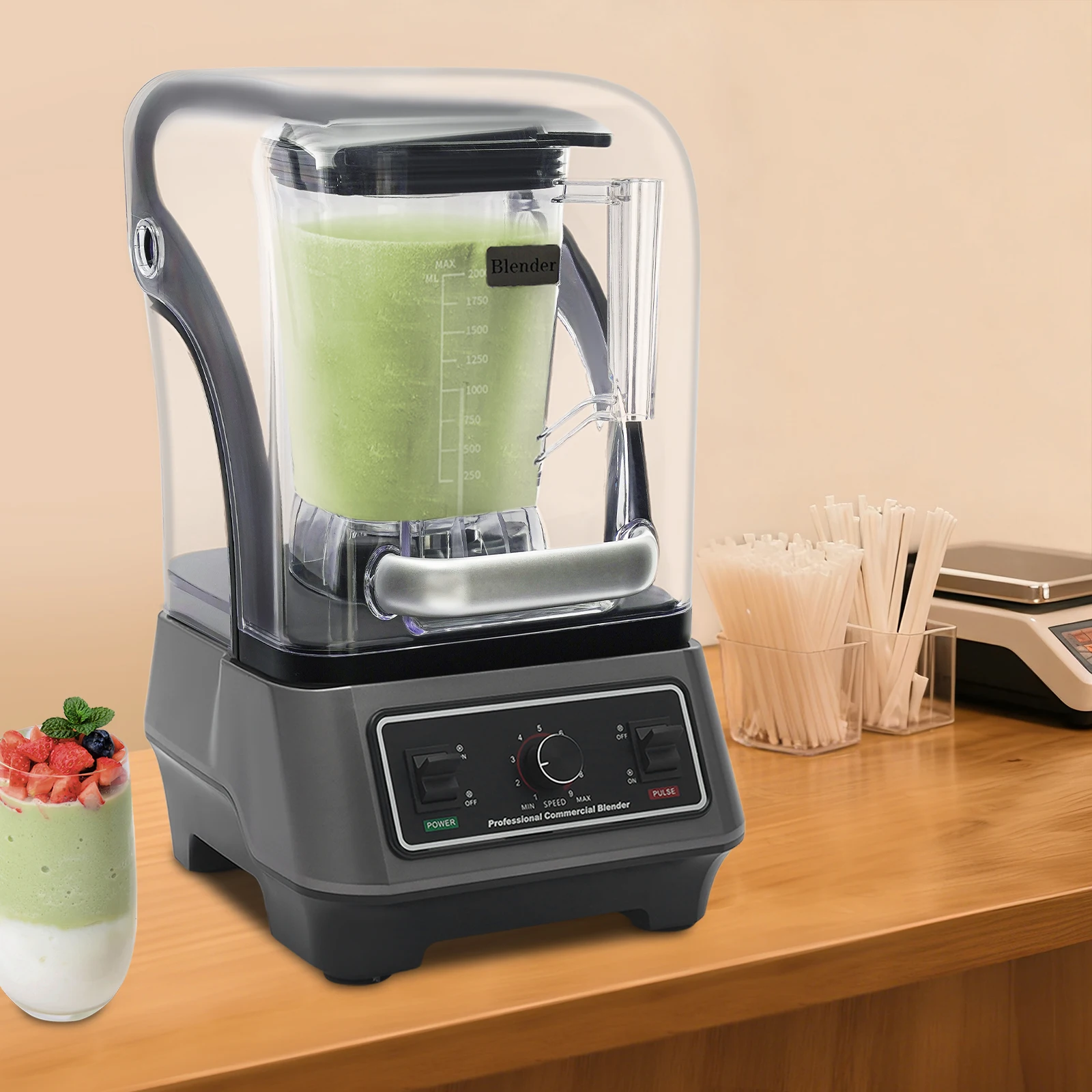 

Многофункциональный блендер с защитным кожухом, коммерческий блендер с регулировкой скорости для дома, ресторана, кафе, магазина молочного чая