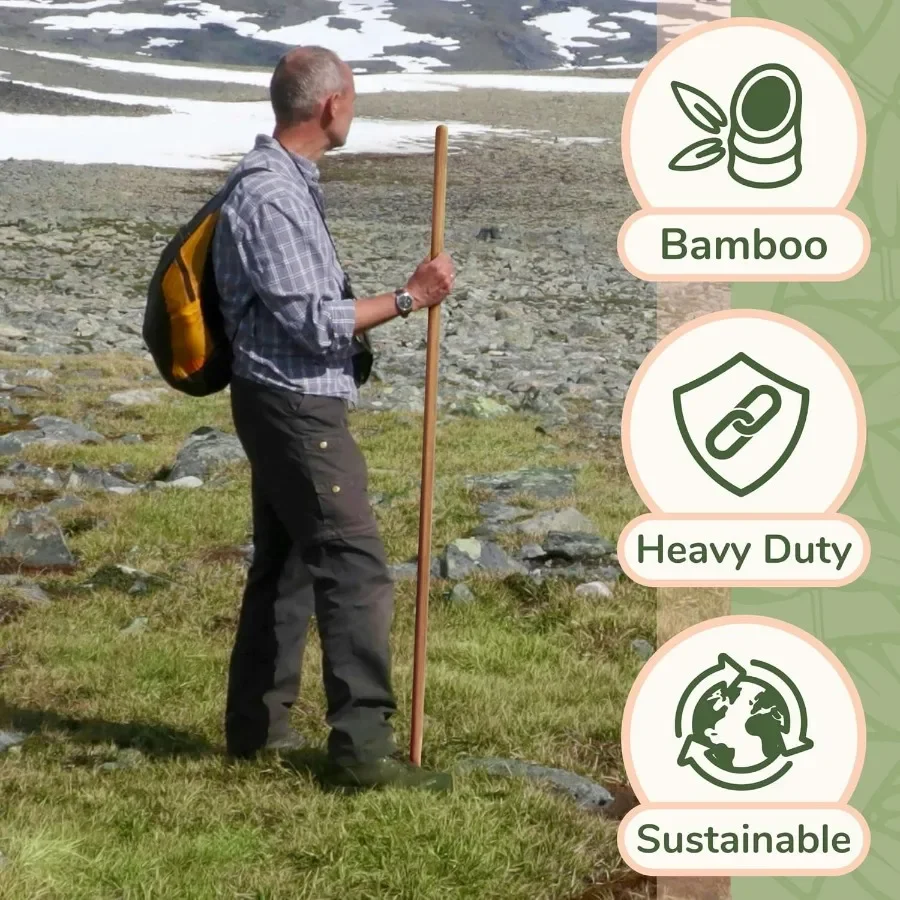 عصا خيزران قوية للياقة البدنية واليوجا وإعادة التأهيل البدني. أقطار 60 بوصة × 1.18 بوصة. متوفر بكميات كبيرة 1 قطعة #3