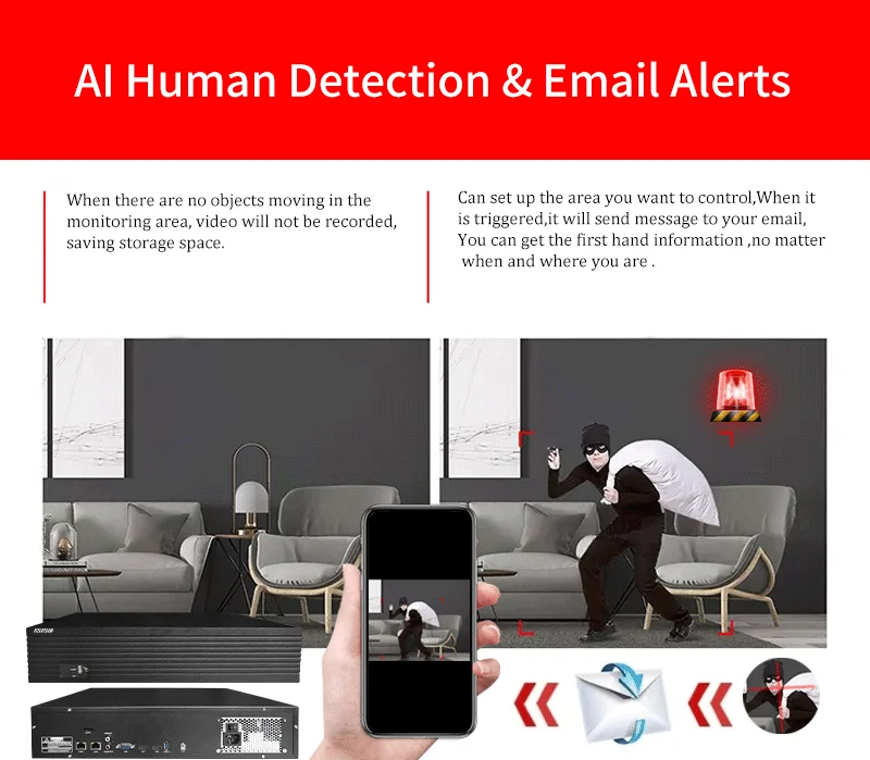 FOSVISION Sistema grabador de vídeo en red P2P 64 canales Nvr Grabador de vídeo en red de seguridad IP 8MP Cctv Nvr