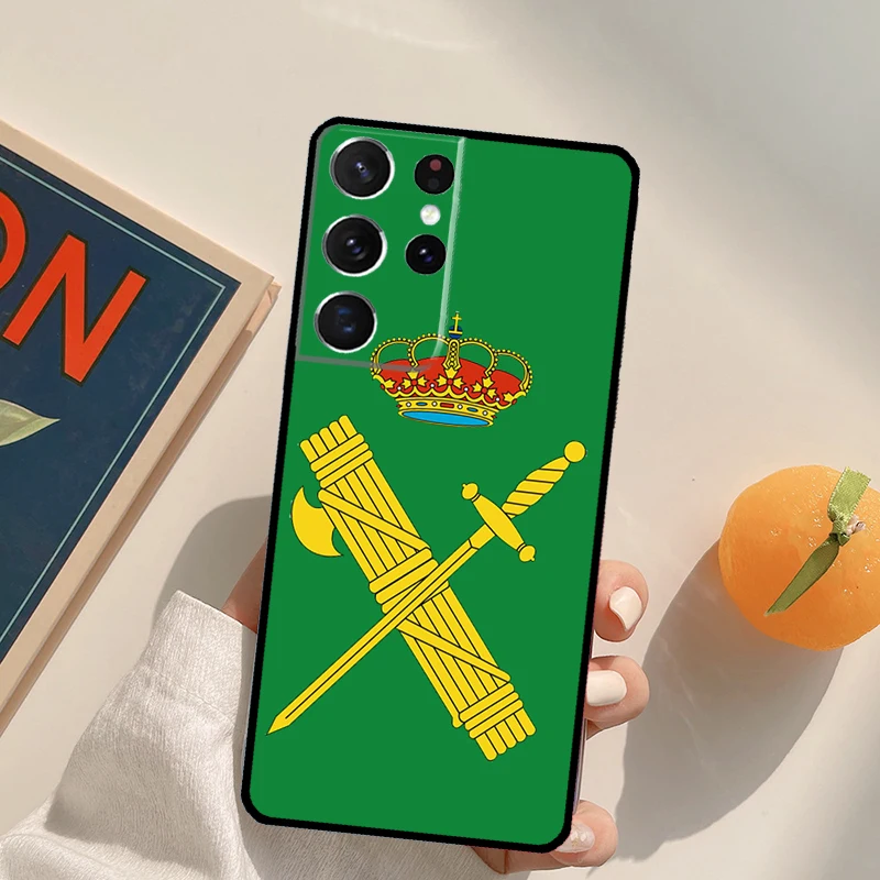 شعار الحرس المدني الاسباني قضية الهاتف لسامسونج غالاكسي S22 S23 S21 S20 FE الترا S8 S9 S10 زائد نوت 10 20 الترا الغلاف