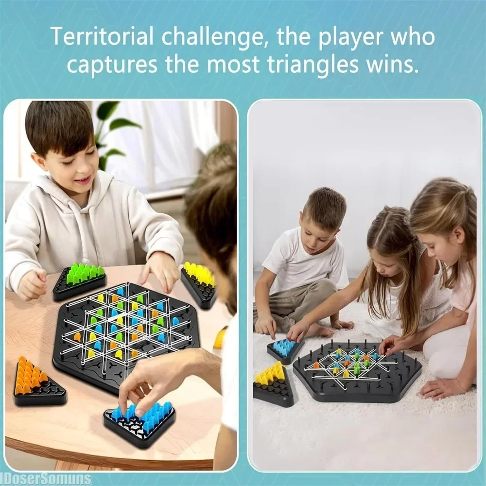 New Geometry Chain Chess Family Interaction Exercise Thinking Toys Game Rubber Band Training Gifts Triangle Chess Desktop