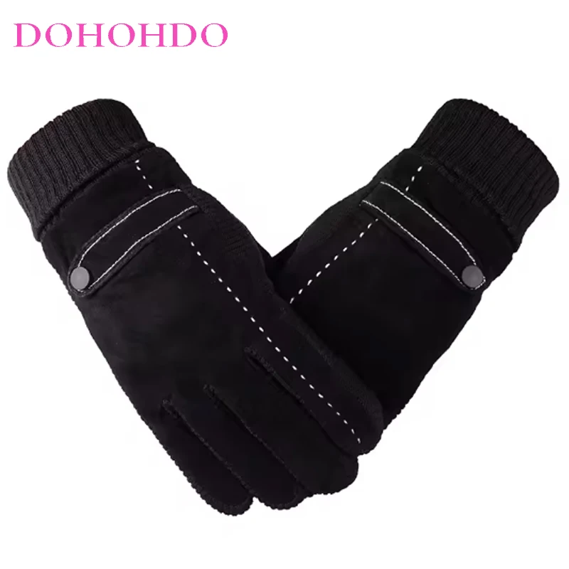 

Gloves Men's Touch-screen Pigskin Black Gloves Riding Autumn Winter Cold Thick Warm Outdoor Biker Motorcycle Gloves Handschuhe