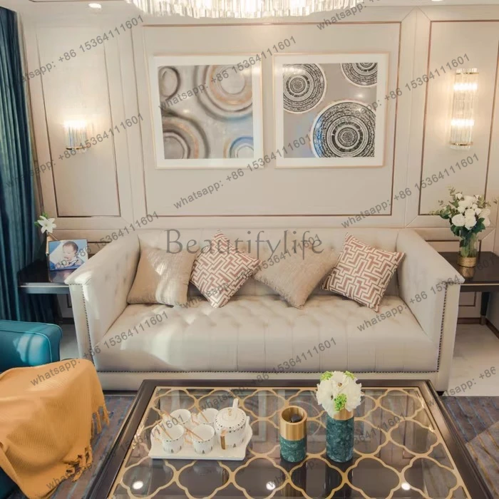 

American light luxury fabric sofa three-person post-modern simple European sofa customization