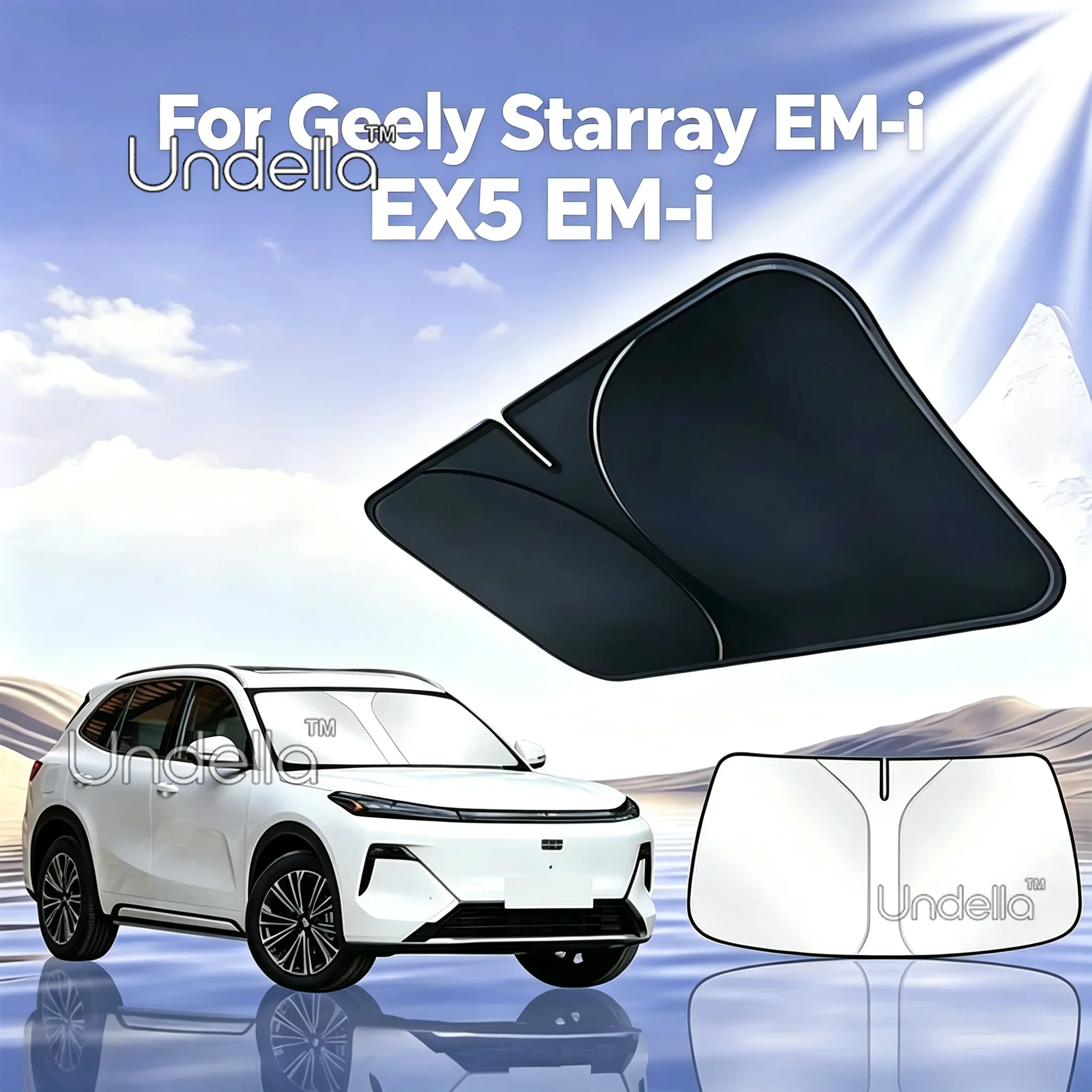 Für Geely Starray EM-i EX5 EM-i 2026 2027 2025 Windschutzscheiben-Sonnenschutz, faltbarer Sonnenblendschutz, blockiert UV-Strahlen, Zubehör – Detail 1