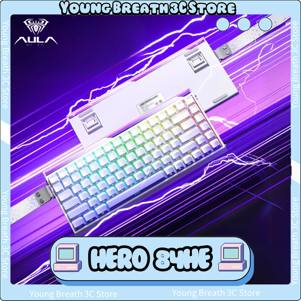 

AULA HERO 84HE Magnetic Switch Keyboard E-sports 8K 0.01mmRT RGB 8000Hz Custom Gaming Mechanical Wired Keyboard Accessories Gift