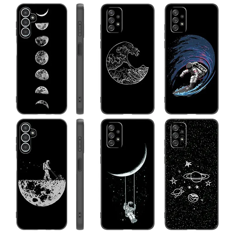 Moon Astronaut Phone Case For Samsung A13 A22 A24 A32 4G A14 A23 A25 A34 A52S A53 A54 A73 5G A11 A12 A31 A33 A50 A51 A70 A71 A72