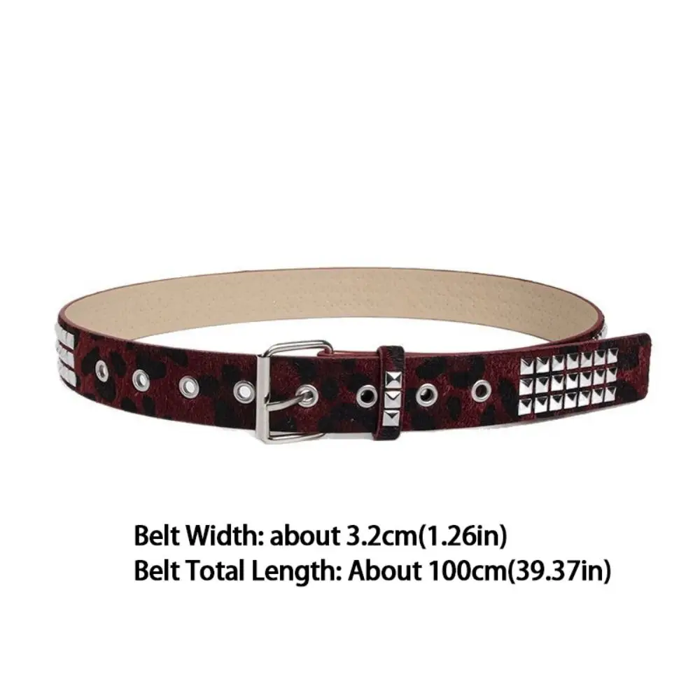 Cinturón Punk informal con estampado de leopardo, correa de cintura de cuero PU, cinturones de cintura con hebilla de Metal ajustables