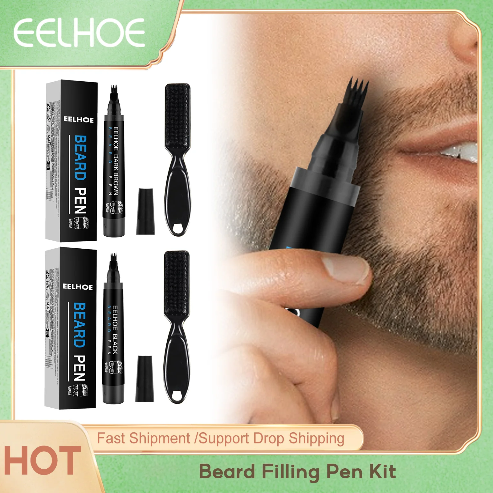 Beard Filling Pen Series With Brush Waterproof Lasting Repair Daily Dyeing Keep Shaping Portable Man Moustache Coloring Pens Set