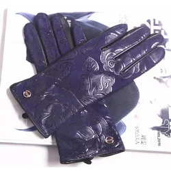 Real Leather Women Gloves Autumn Winter Fashion Printed Lambskin Thermal Wool Knitted lining Sheepskin Gloves Female L167NZ2