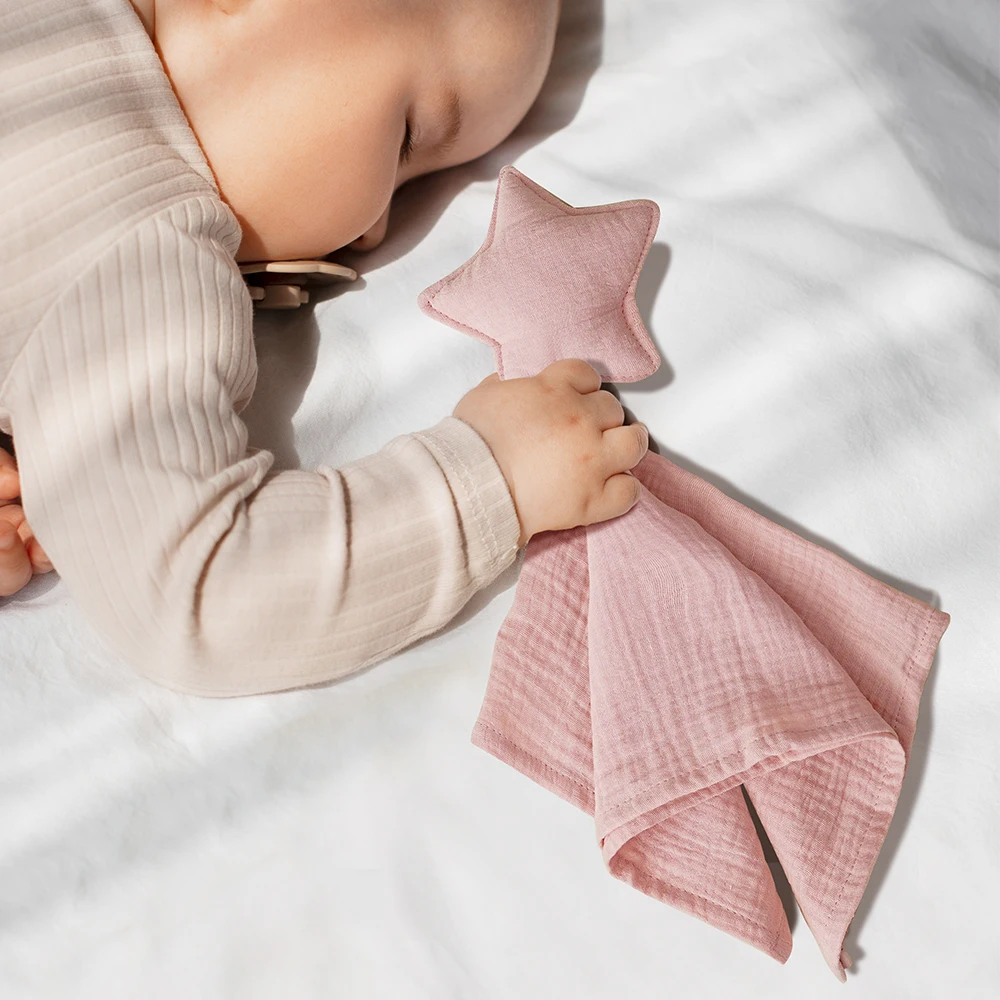 HappyFlute New Plain Colour Star Model Super Soft Pure Cotton Fabric 40*40CM Baby Sleep Soothing Towel&Toy