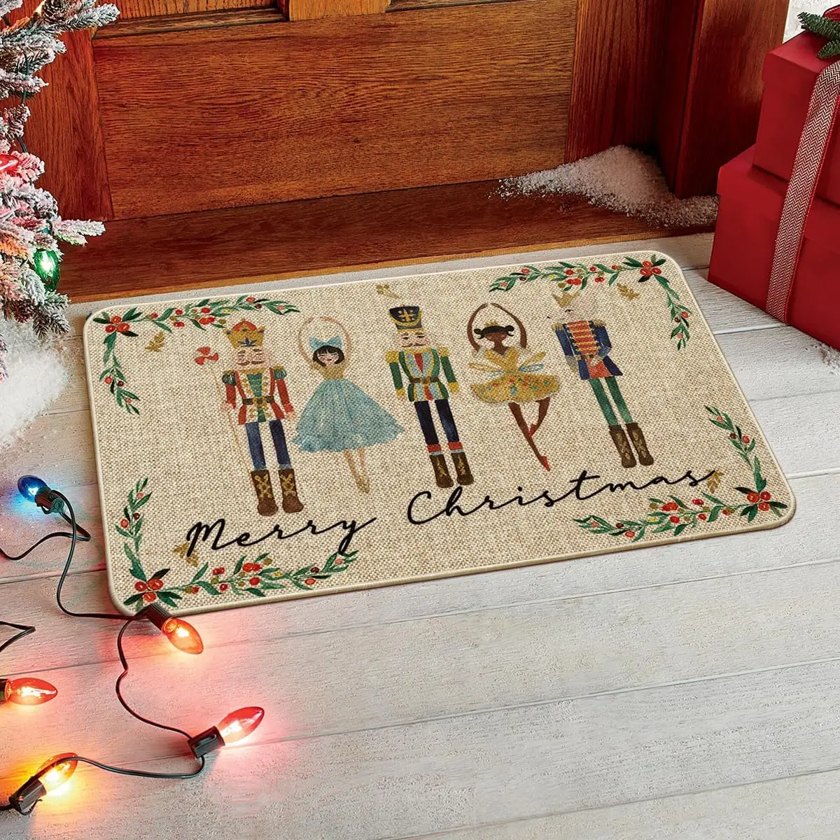 Christmas Watercolor Nutcrackers Welcome Door Mats Home Decor Carpet for Living Room Bathroom Non-slip Mat Christmas Decorations