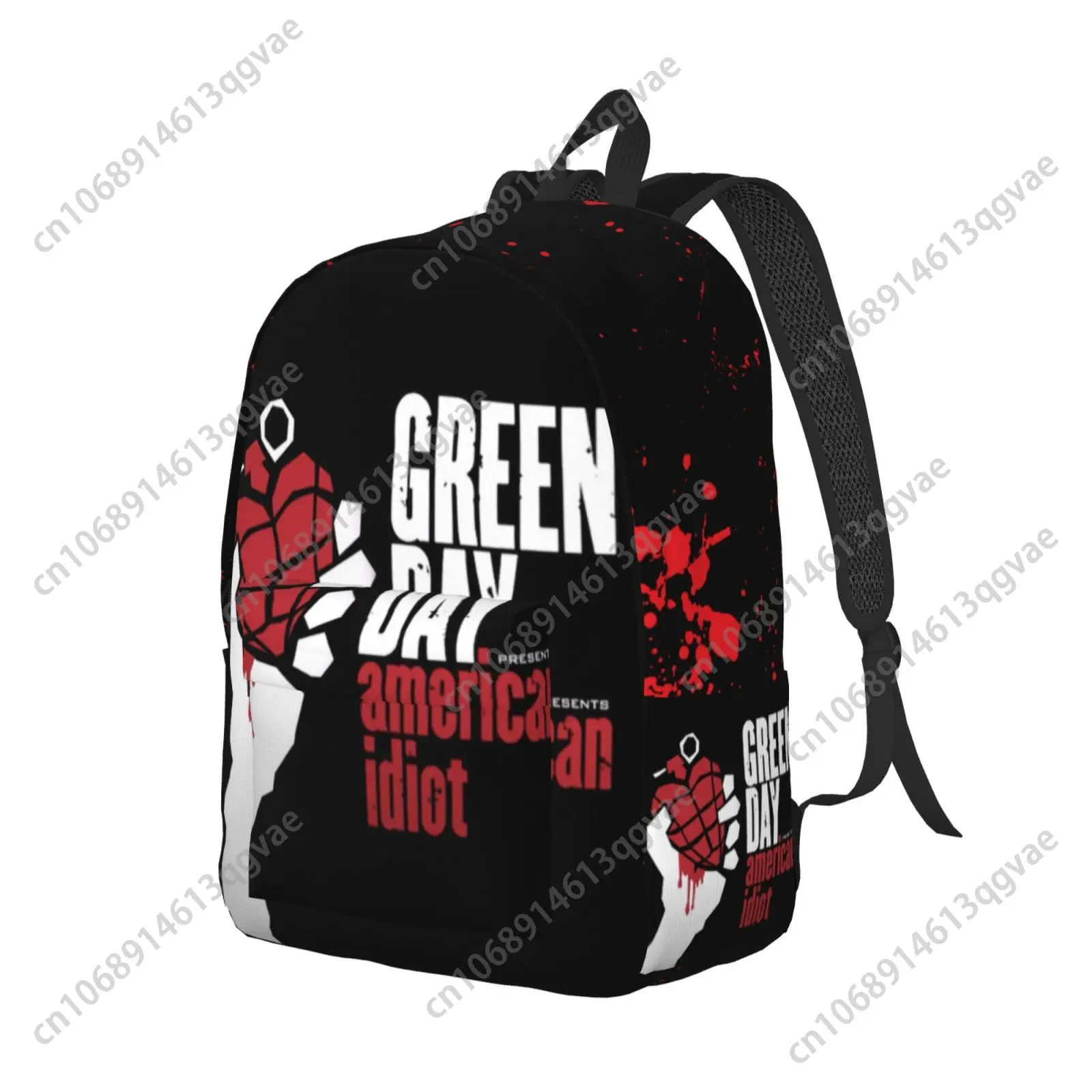 Green Day Punk Rock Band Custom Canvas Lightweight Backpack Fashion Durable Student Men Women Business Daypack