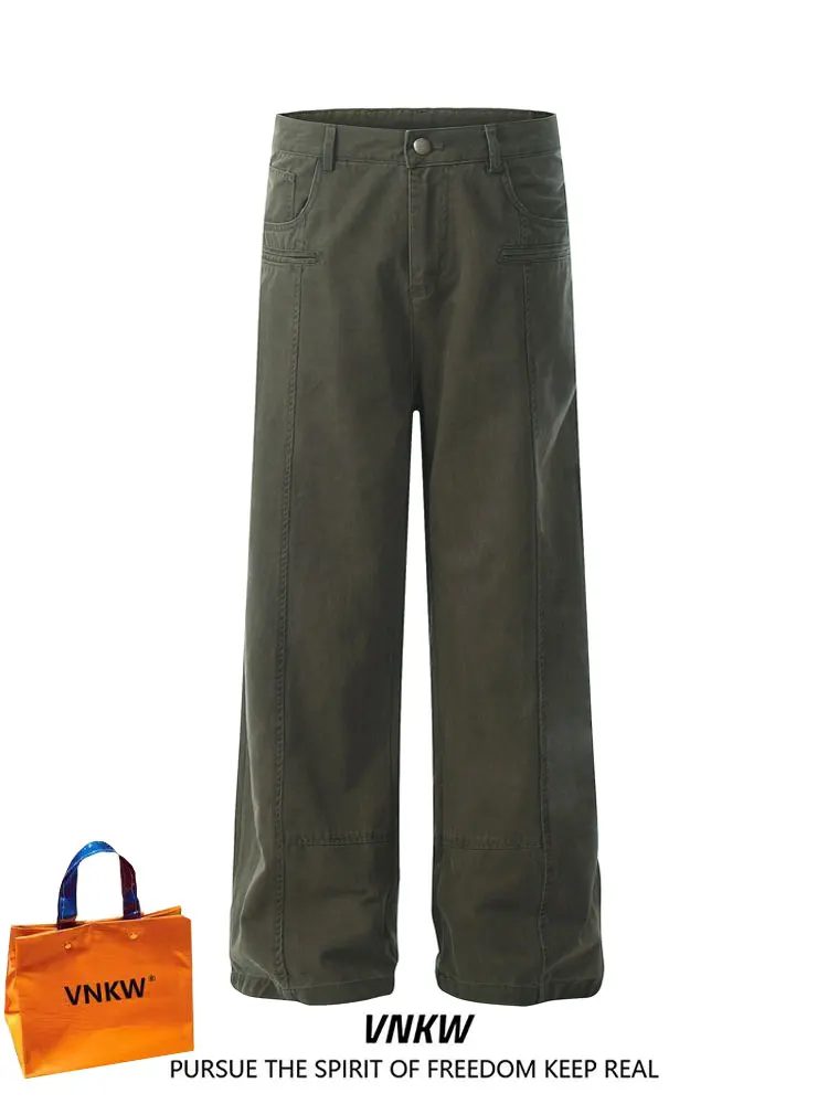 

American Sle Men's Casual Pants Streetwear Straight Leg Loose Fit Autumn Winter Long Trousers for Couples Workwear