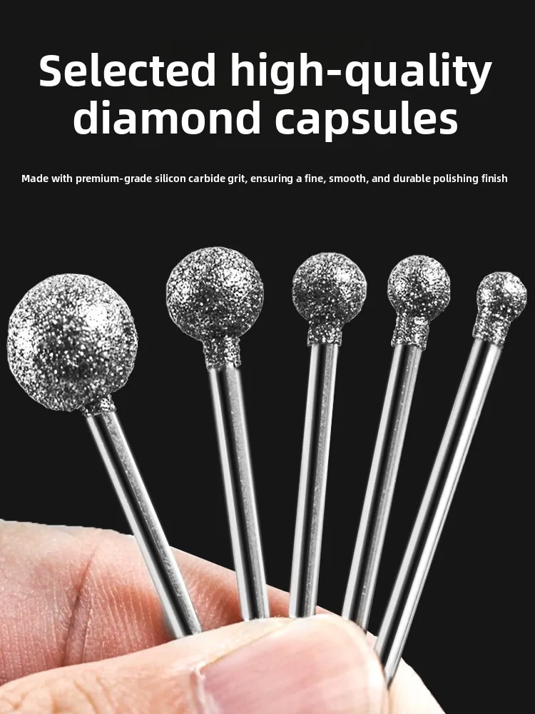 Electric Grinding Accessories Emery Grinding Head/ F Needle/ Jade Carving Round Spherical Rough Stone Lettering and Peeling Tool