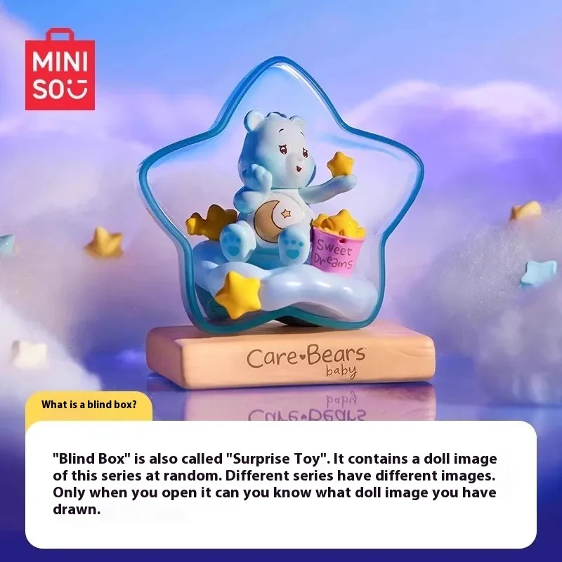 Miniso Anime Blind Box Care Bears Weather Forecast Series Blind Peripheral Figures Cartoon Decorative Tabletop Ornaments Gifts