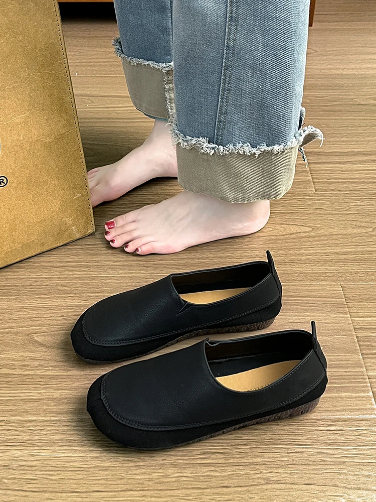 Shoes Woman 2024 Soft Casual Female Sneakers Autumn Shallow Mouth Modis Flats Round Toe New Grandma Fall Cute Moccasin Dress