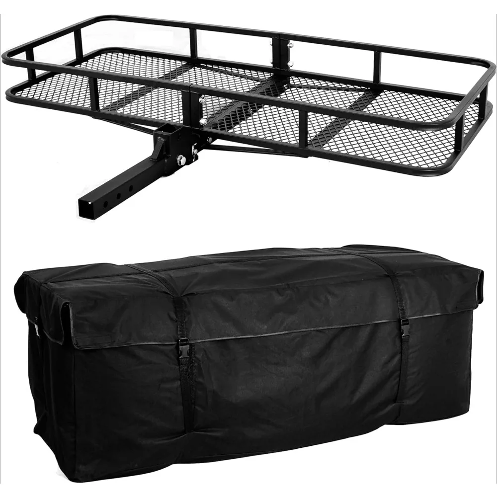 Folding cargo rack Carrier waterproof cargo bag 500 lb heavy duty capacity 2-inch receiver luggage basket hook folding