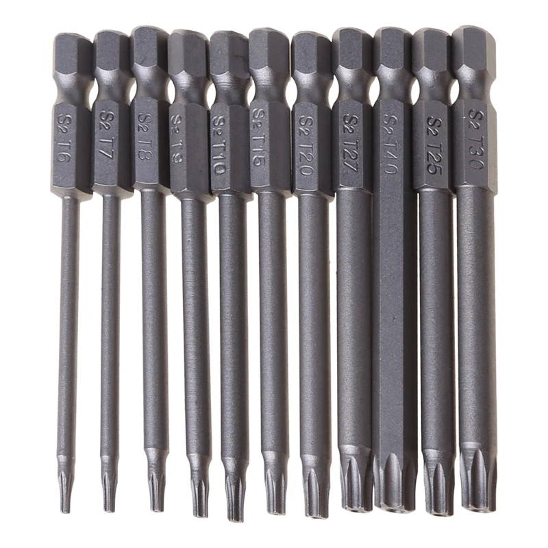 11/12 Buah Set Mata Bor Keamanan Tahan Rusak Obeng Torx Datar untuk Kepala 1/4 "Driver Bit