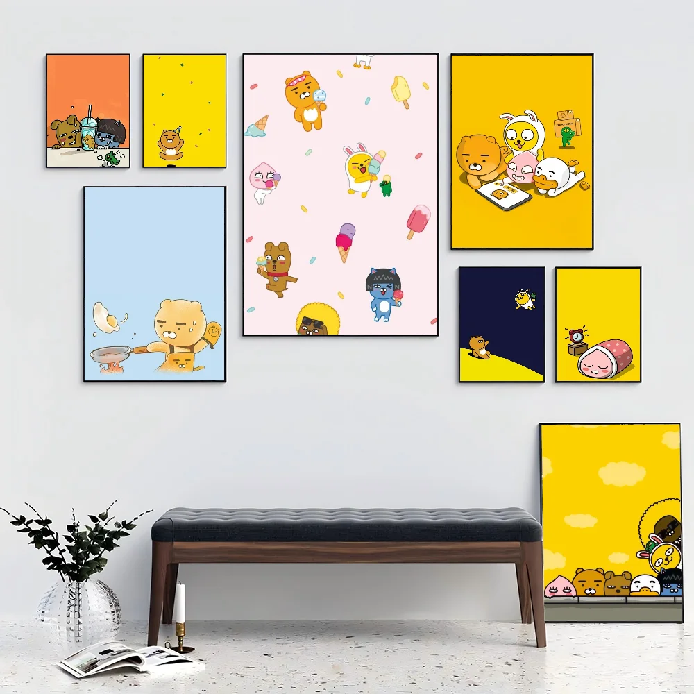 1pc Cartoon Kakao Friends Poster Self-adhesive Art Waterproof Paper Sticker Coffee House Bar Room Wall Decor