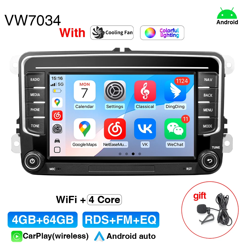 Grandnavi 2Din Android 13 Autoradio GPS Voor VW/Volkswagen Skoda Octavia golf 5 6 touran passat B6 polo Jetta 2Din Radio Speler