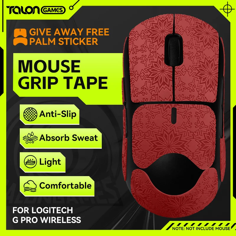 

Red TALONGAMES Mouse Grip Tape Snow Pattern For Logitech GPRO Wireless / GPW,Palm Sweat Absorption,All Inclusive Anti-Slip Tape