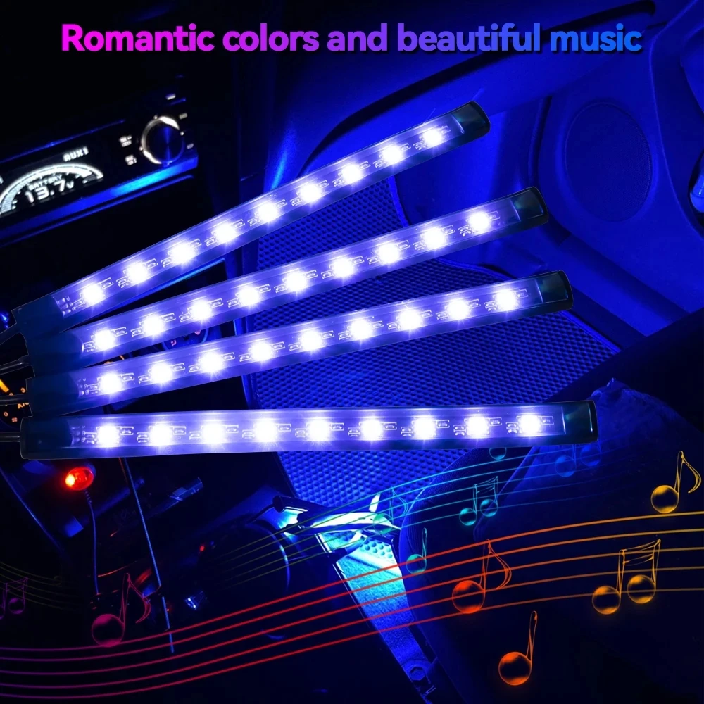 OKEEN 72LED 4in1 Interior Neon Light Strip USB  With App Remote Music Control Atmosphere Lamp Car  Accessory Ambient Foot Lights