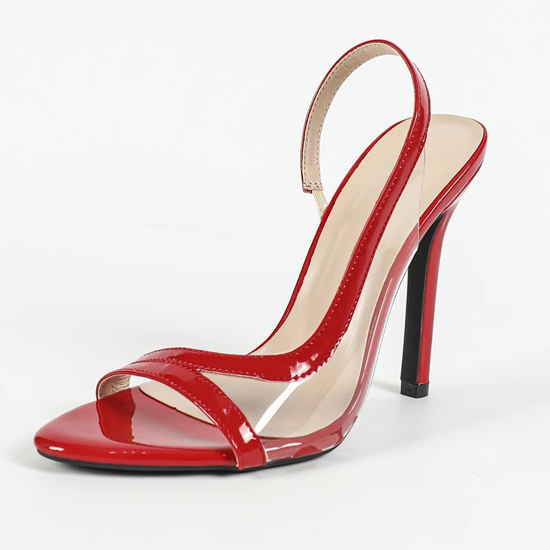 

Sexy PVC Transparent Back Strap Sandals Woman Side Wrap Slingback 11CM Open Toe High Heels Party Wedding Stripper Pumps Shoes